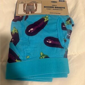 Old Navy Blue Boxer Briefs with Eggplant Design